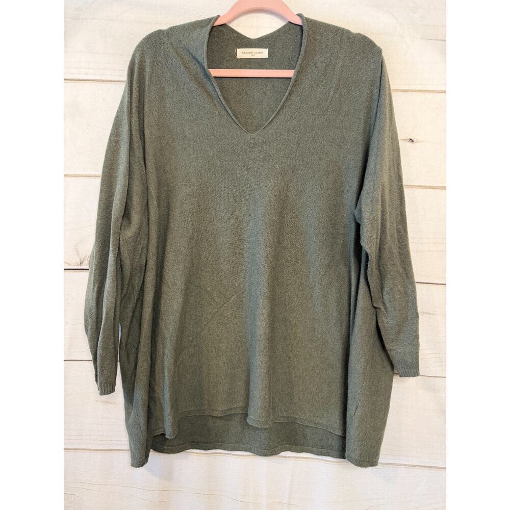 Alexandre Laurent Sweater Green Solid Est. Sz LG Classic‎ Chic